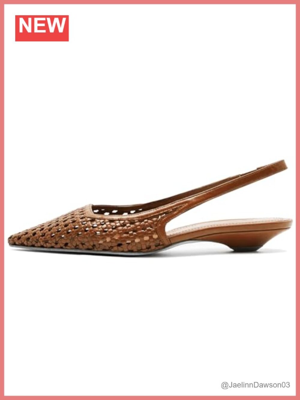 Woven Pointed Toe Slingback Kitten Heels PU Leather Pumps for Women Office